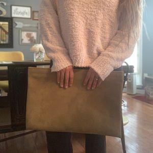 Huge oversized boho suede clutch purse